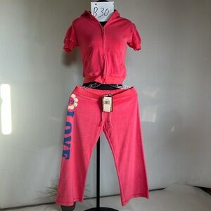 Juicy Couture Pink Velour Drawstring Lounge Pants Drawstring
